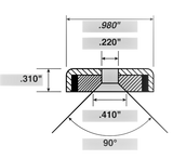 Mounting Cupped Magnet Dia 1" Countersunk Hole (Pack of 3, 3.95/pc)