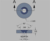 O.Dia. 5/8"x1/8"T, Countersunk Neodymium Magnet (SOUTH) (Pack of 8, $1.37/pc)