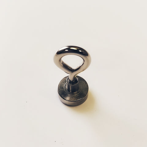 Neodymium Cupped Pot Magnet w/an Eye Hook