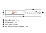 KML-MUS06.4006.50C1 TC Coated Bit ø4.0-5 mm Up Cut (Esko Kongsberg BIT-MUS06-4006-50C1)