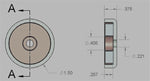 Mounting Cupped Magnet Dia 1.5" Counterbored Hole ($12.50/pc)