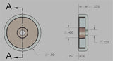 Mounting Cupped Magnet Dia 1.5" Counterbored Hole ($12.50/pc)